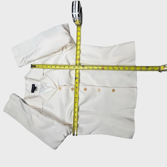 Ann Taylor Pant Suit Set Size 12 Silk Cotton Blend Ivory Lined - Picture 9 of 14